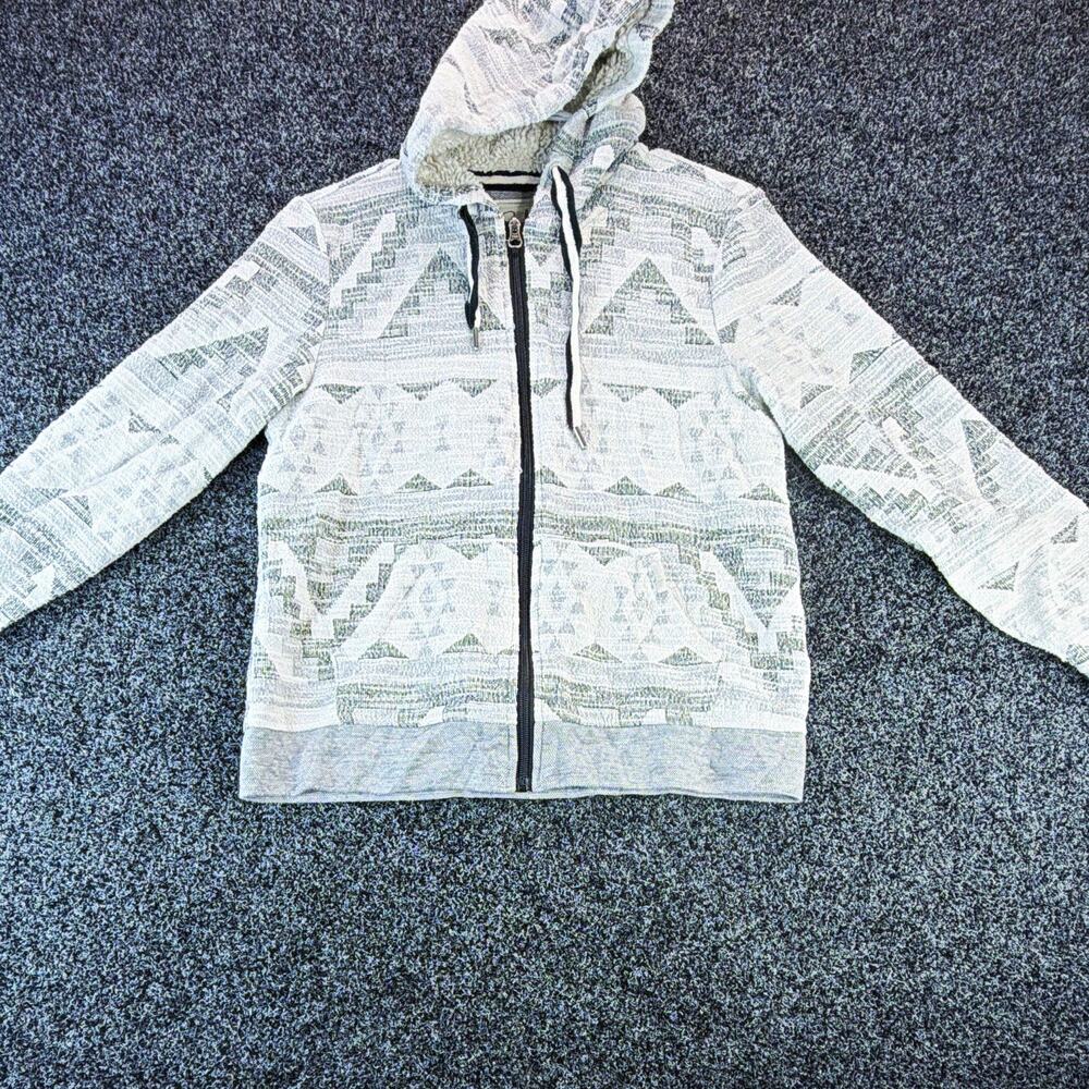 Soho Threads Women's Gray/White Geometric Aztec Full Zip Hoodie Pockets S